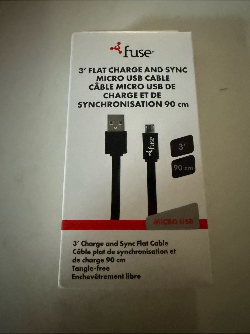 3' Flat Charge & Sync Micro USB Cable - Black